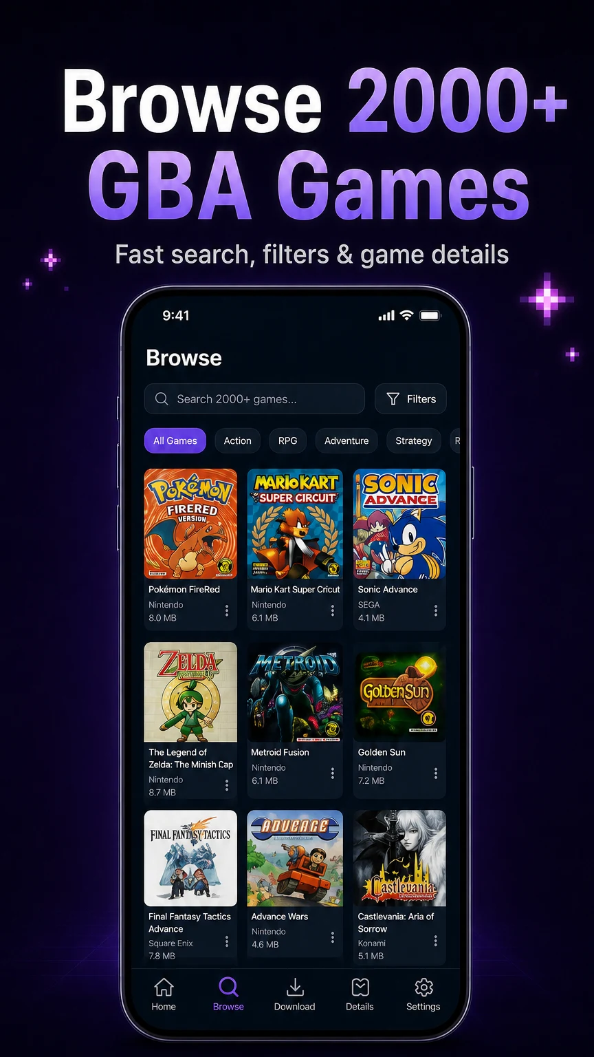 GBA Emulator ROM Downloader screenshot